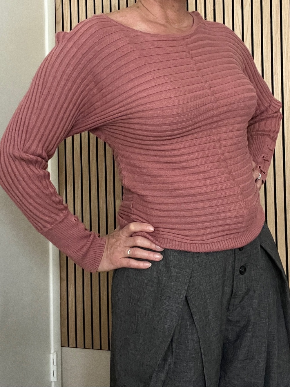 Soho Ribbed Scoop Neck Sweater - Dusty Rose
